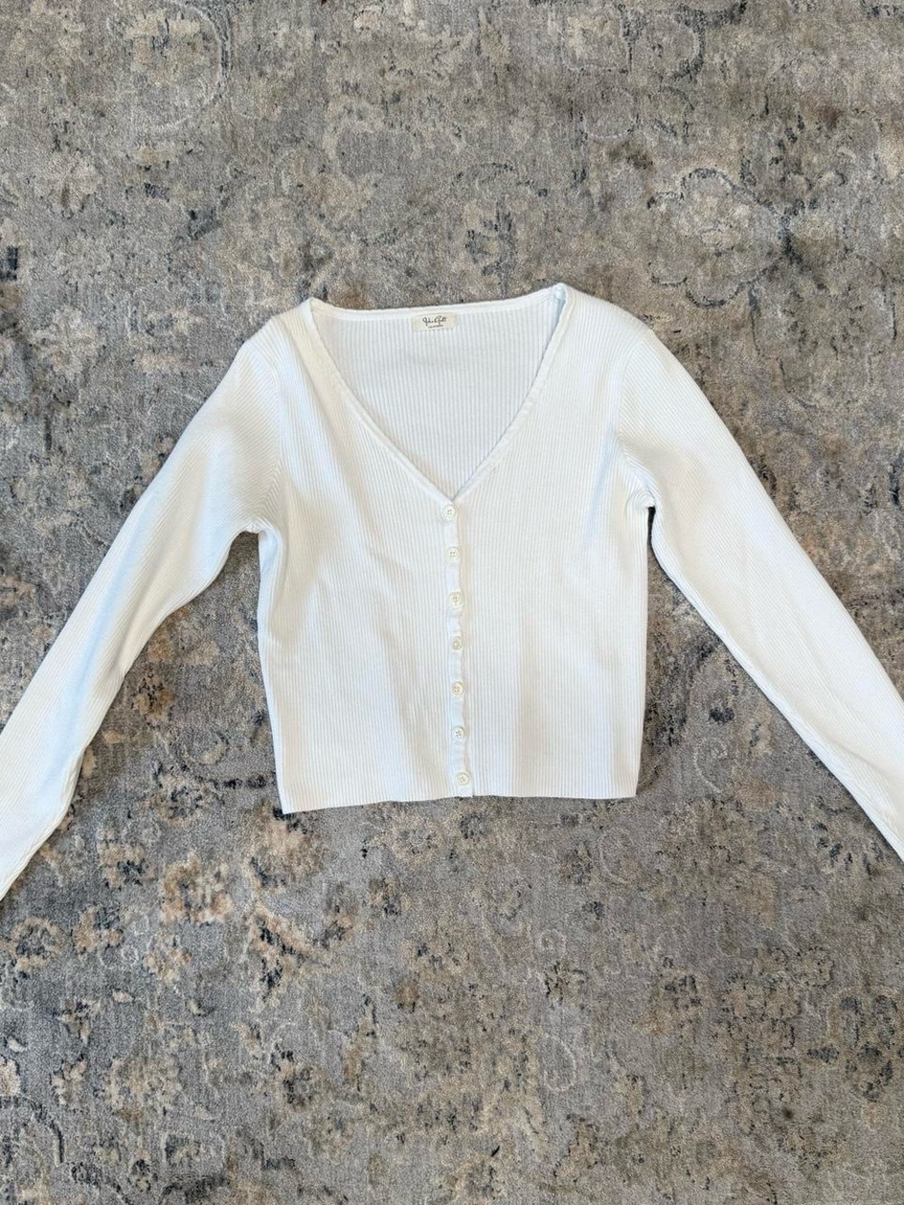 John Galt Ribbed V-Neck Button Front Cardigan
